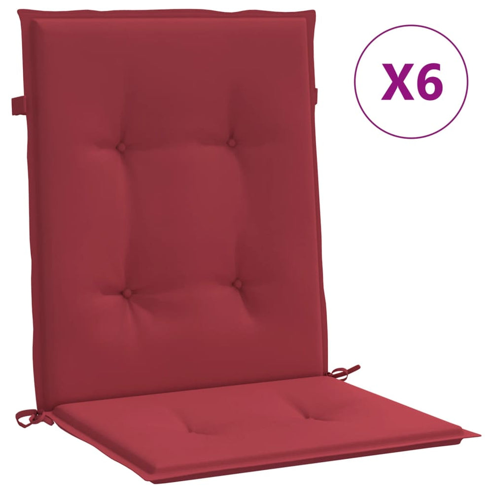 vidaXL Garden Chair Cushions for Low-Back Chairs 6 pcs Wine Red 100x50x3cm