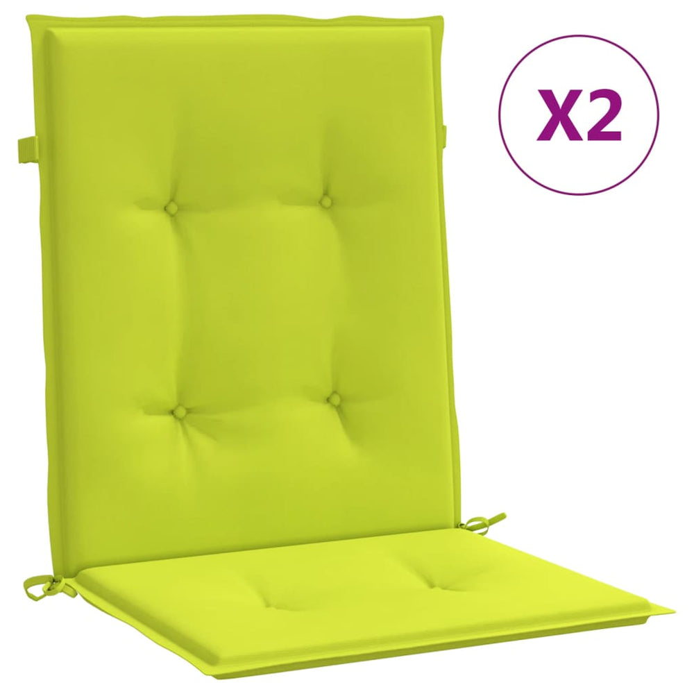 vidaXL Garden Chair Cushions for Low-Back Chairs 2 pcs Lime Green 100x50x3cm
