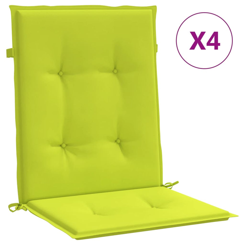 vidaXL Low-Back Garden Chair Cushions 4 pcs Neon Green 100x50x3 cm