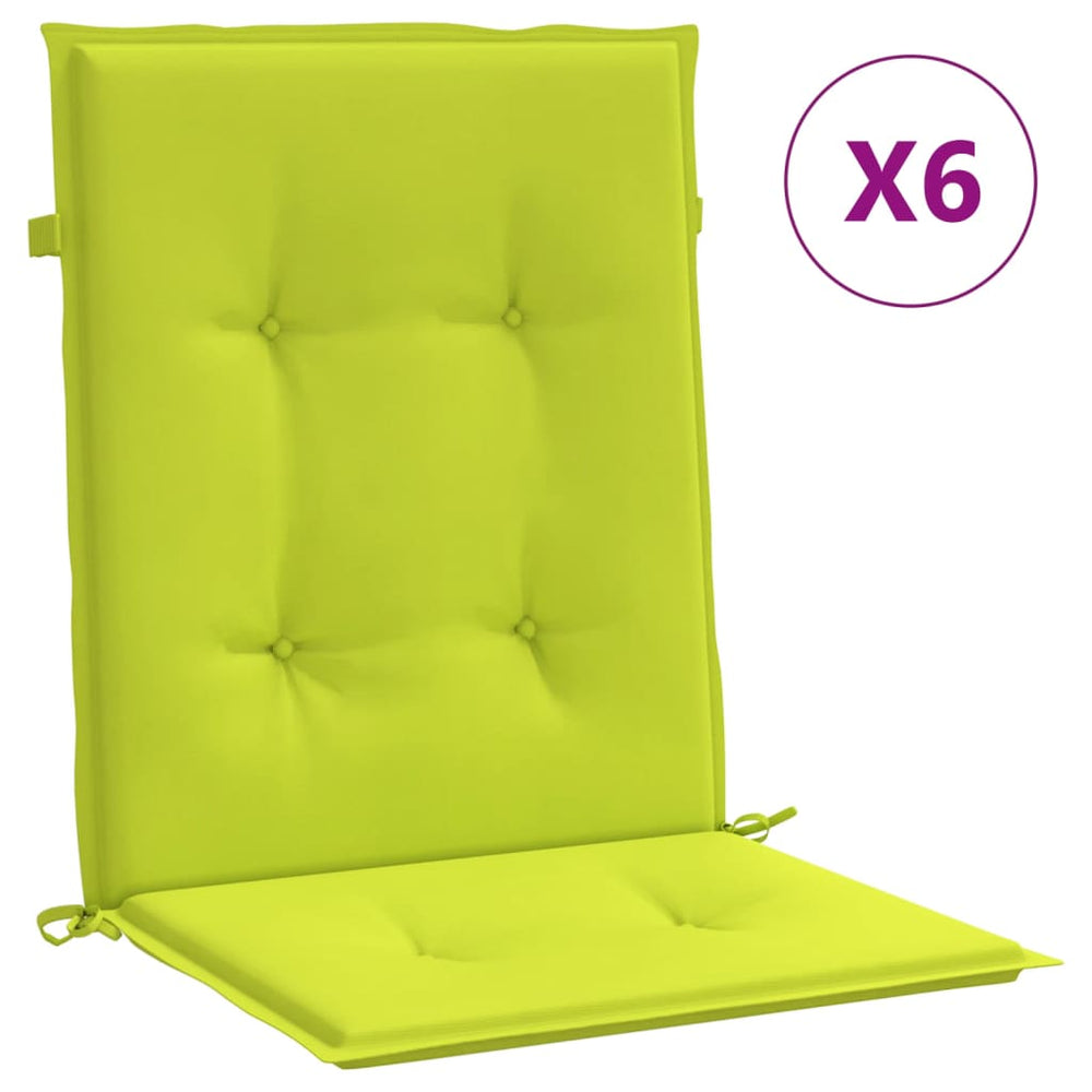 vidaXL Garden Chair Cushions for Low-Back Chairs 6 pcs. Bright Green 100x50x3 cm