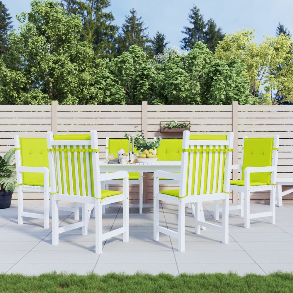 vidaXL Garden Chair Cushions for Low-Back Chairs 6 pcs. Bright Green 100x50x3 cm