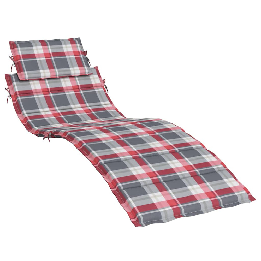 vidaXL Sun Lounger Cushion Red Gingham 186x58x4 cm Oxford Fabric