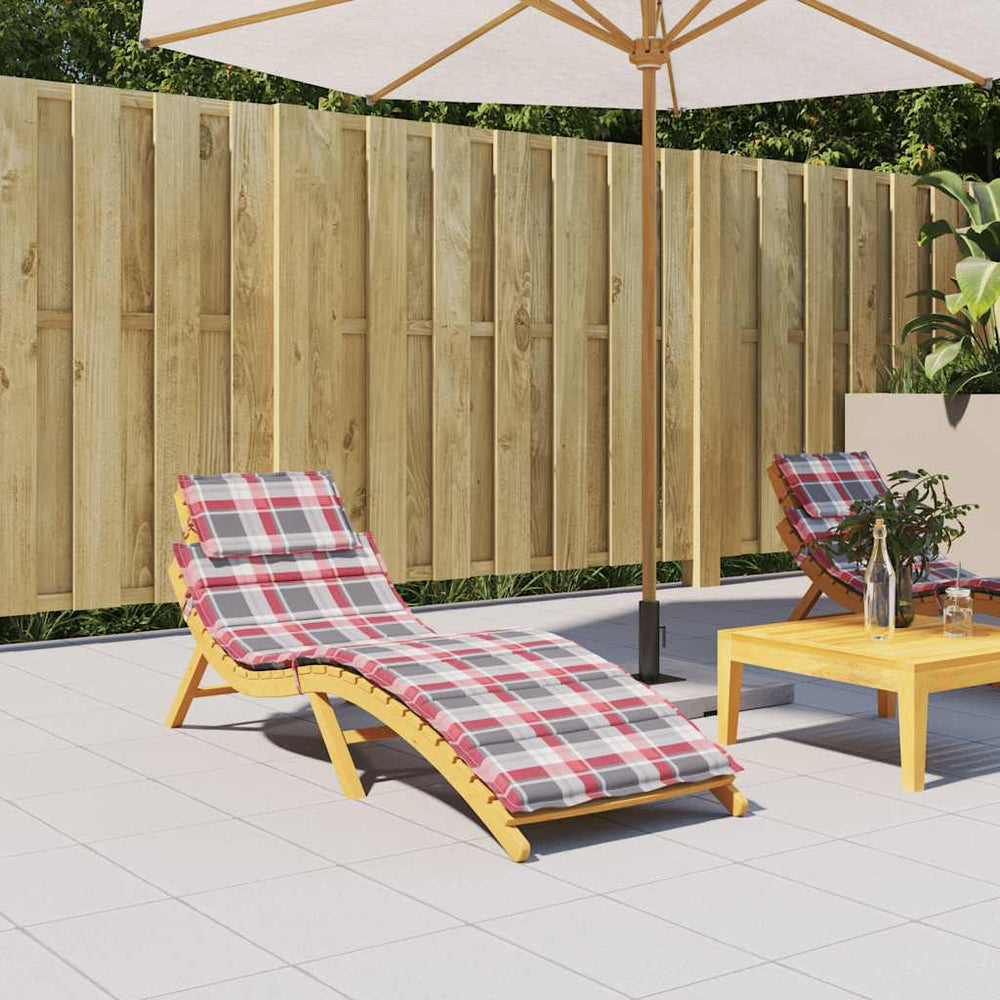 vidaXL Sun Lounger Cushion Red Gingham 186x58x4 cm Oxford Fabric