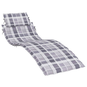 Sonnenliegen-Auflage Grau Karomuster 186x58x4 cm Oxford-Gewebe