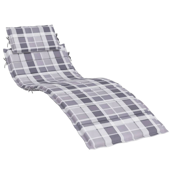 Sonnenliegen-Auflage Grau Karomuster 186x58x4 cm Oxford-Gewebe