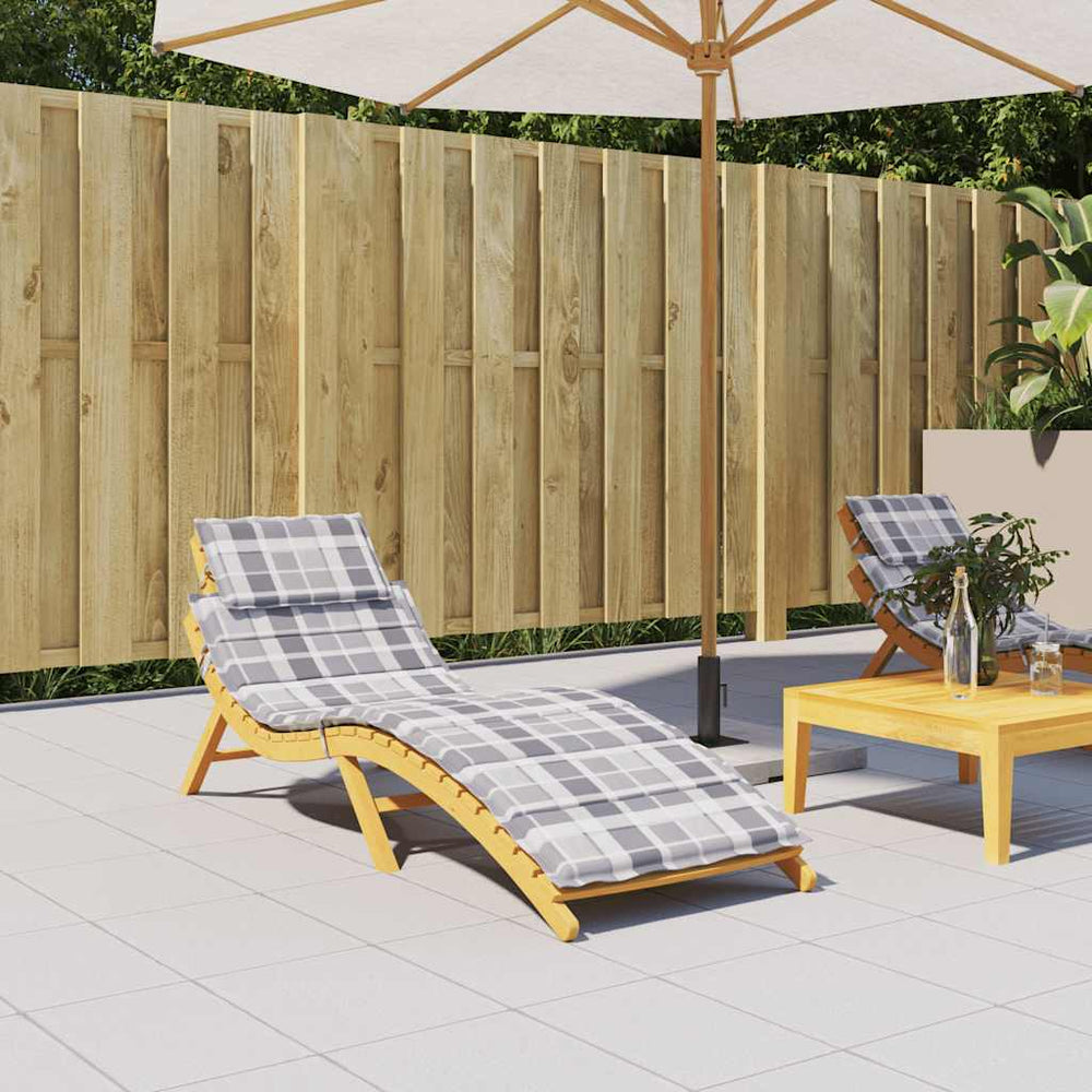 vidaXL Sun Lounger Cushion Grey Checkered Pattern 186x58x4 cm Oxford Fabric