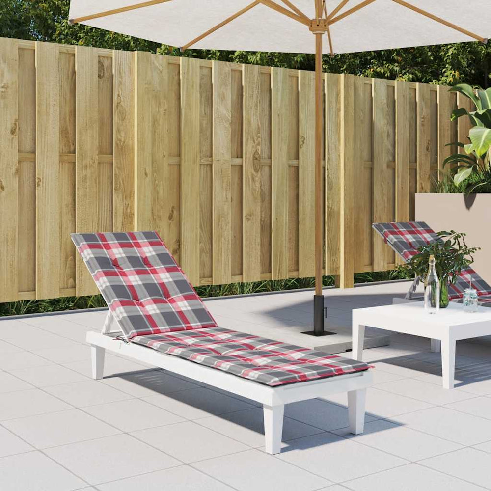vidaXL Sun Lounger Cushion Red Gingham (75+105)x50x4 cm