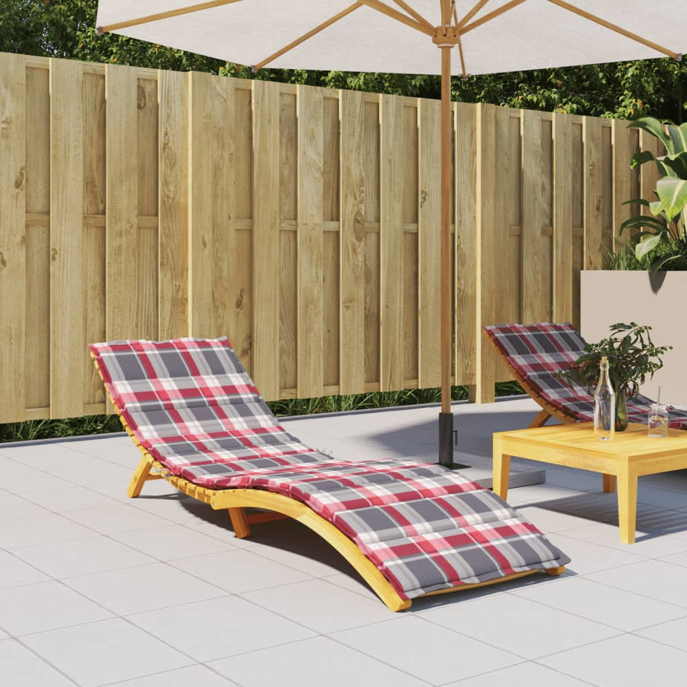 vidaXL Sun Lounger Cushion Red Gingham 200x50x3 cm Oxford Fabric