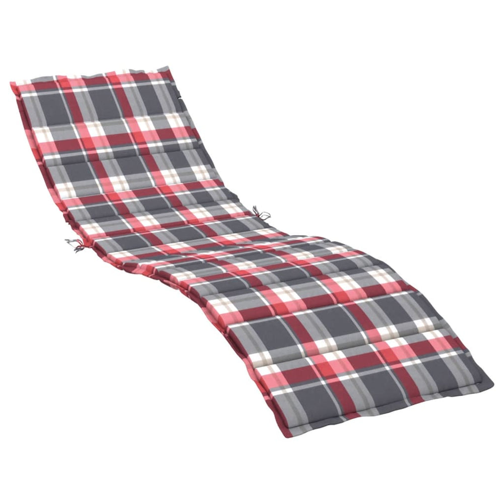 vidaXL Coussin de bain de soleil à carreaux rouges 200x60x3 cm Tissu Oxford