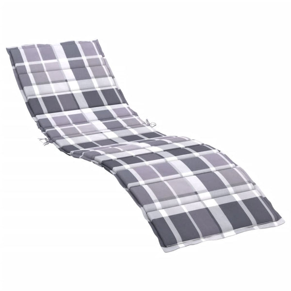 Sonnenliegen-Auflage Grau Karomuster 200x60x3 cm Oxford-Gewebe