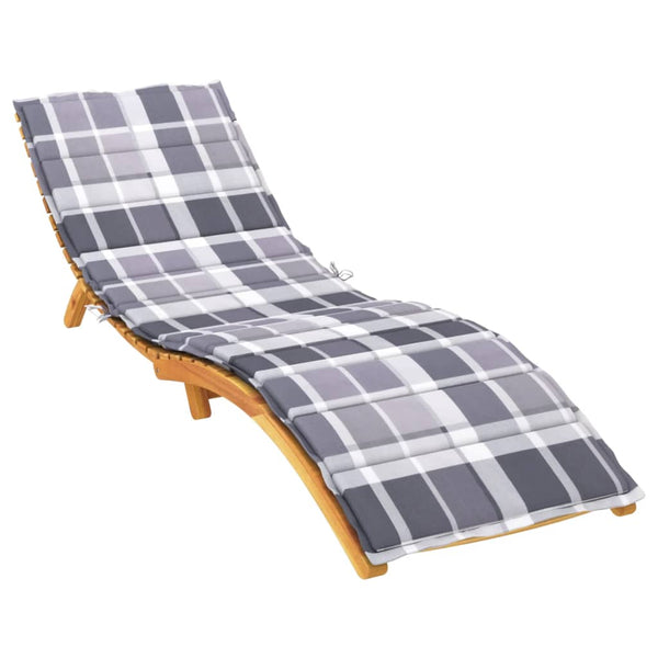 Sonnenliegen-Auflage Grau Karomuster 200x60x3 cm Oxford-Gewebe
