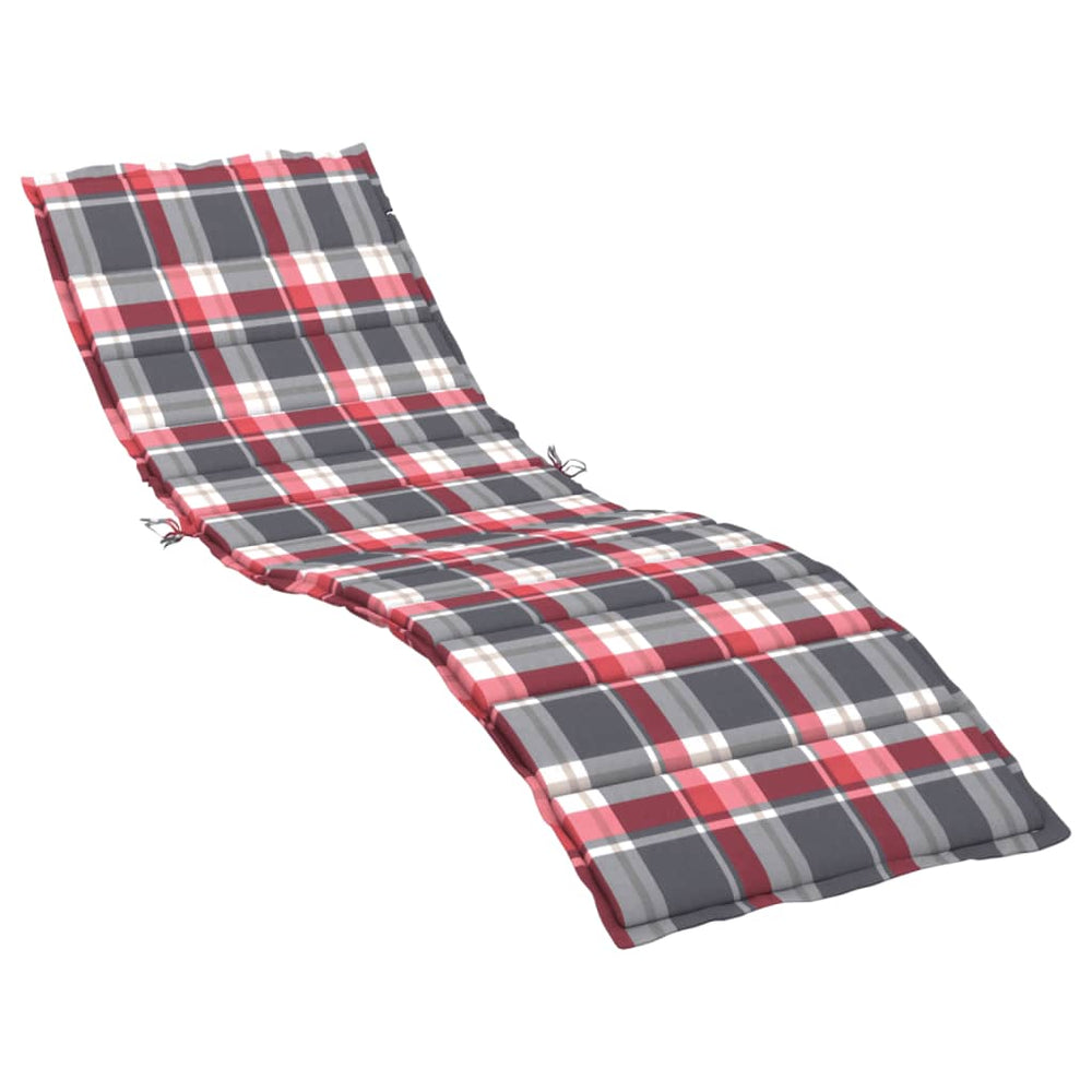 vidaXL Coussin de chaise longue rouge à carreaux 200x70x3 cm tissu Oxford