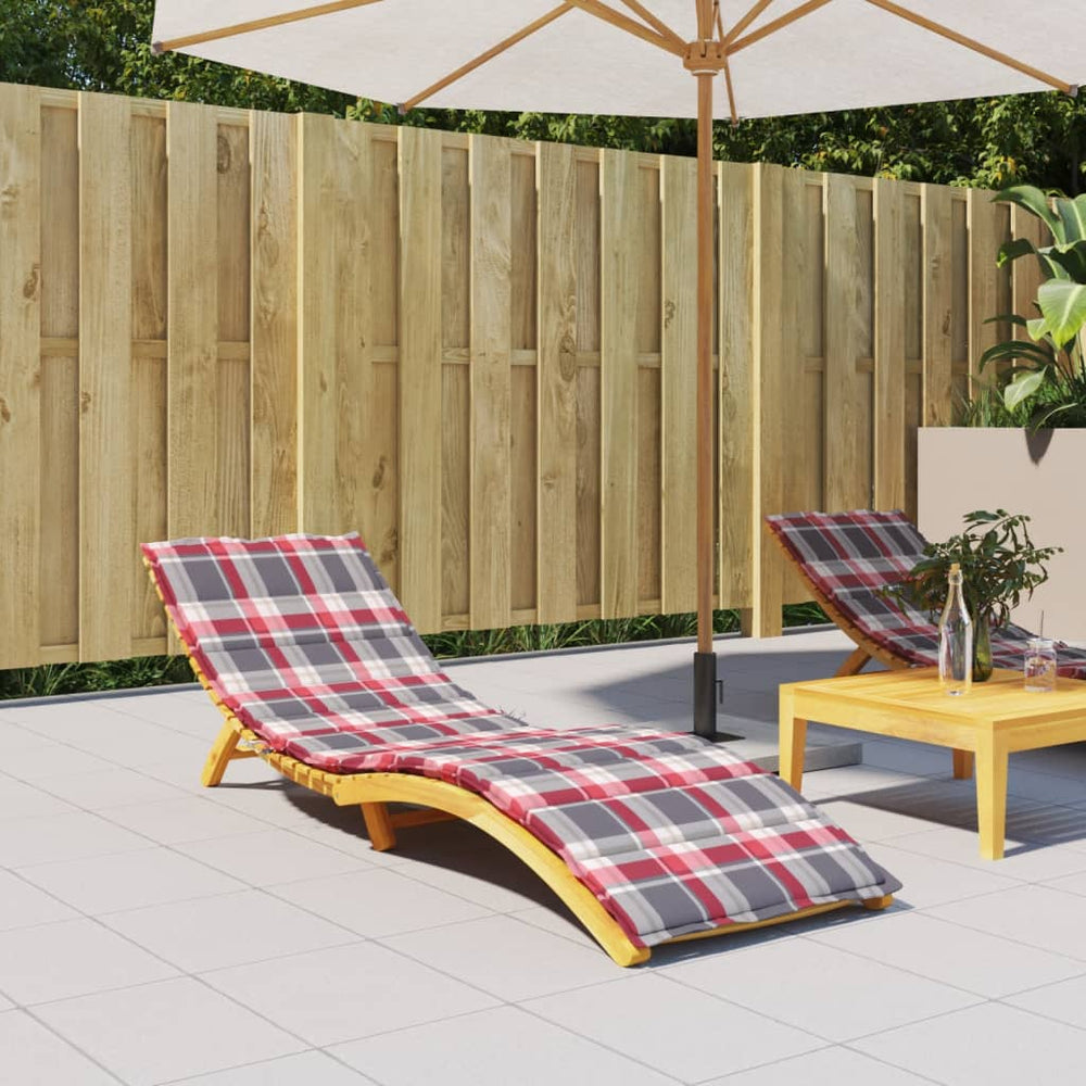 vidaXL Coussin de chaise longue rouge à carreaux 200x70x3 cm tissu Oxford