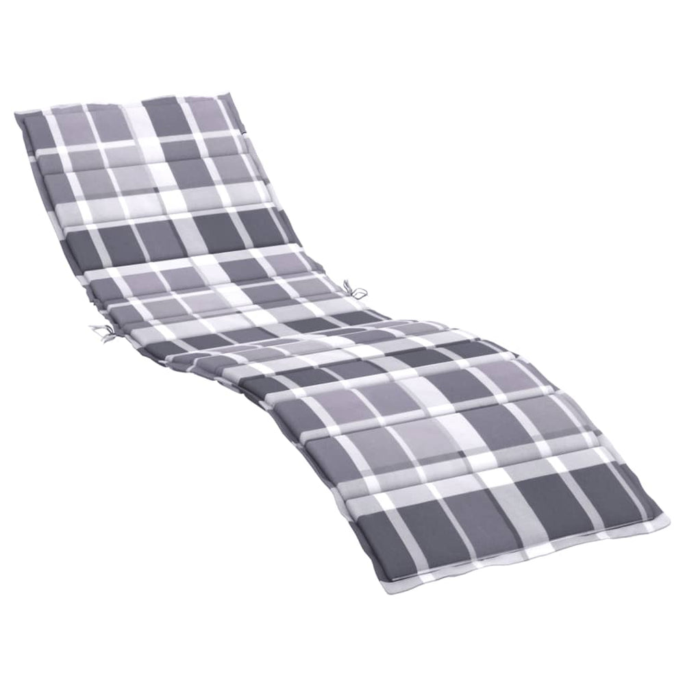 vidaXL Coussin de chaise longue gris à carreaux 200x70x3 cm en tissu Oxford