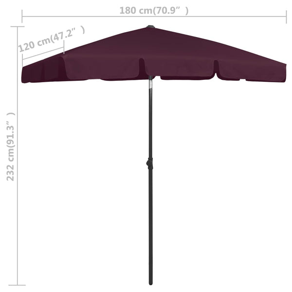Strandschirm Bordeauxrot 180x120 cm
