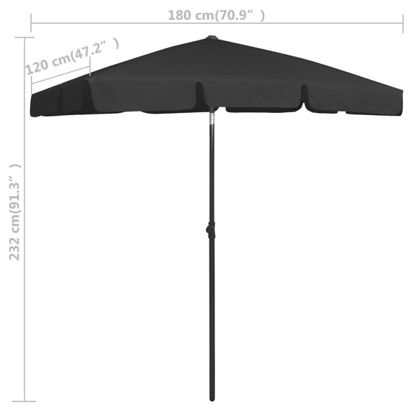 Strandschirm Schwarz 180x120 cm