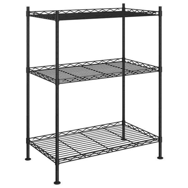 Schwarzes Lagerregal mit 3 Böden, 60x35x76 cm