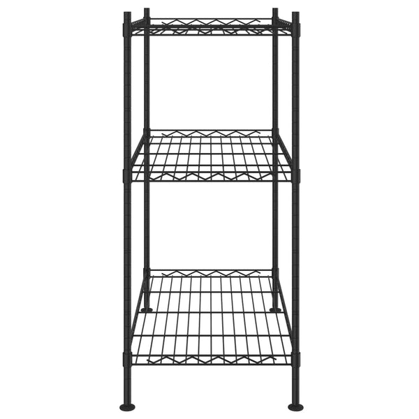 Schwarzes Lagerregal mit 3 Böden, 60x35x76 cm