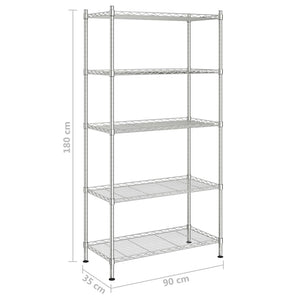 Chrom Lagerregal 90x35x180cm, 5 Böden