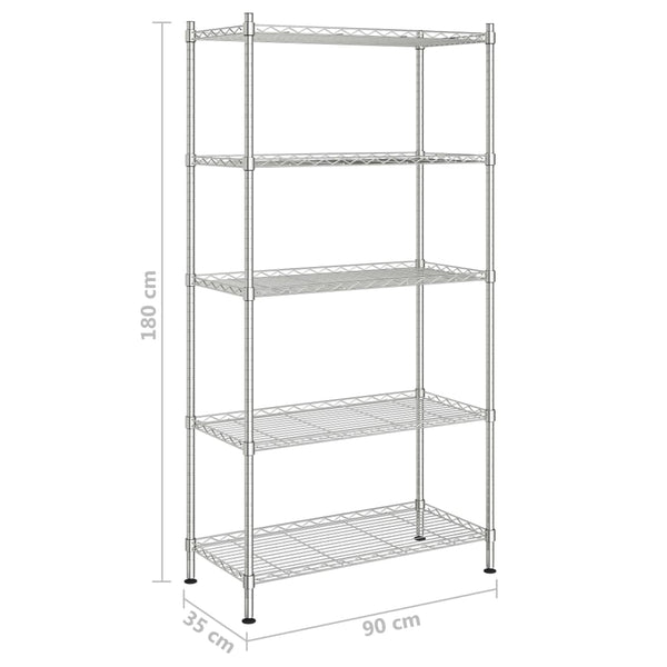 Chrom Lagerregal 90x35x180cm, 5 Böden