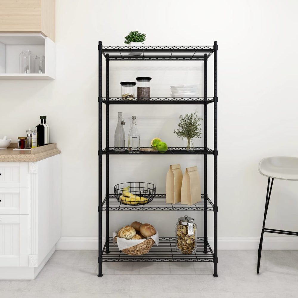 Lagerregal 90x35x180 cm, 5 Böden, Schwarz, 250 kg