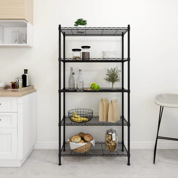 Lagerregal 90x35x180 cm, 5 Böden, Schwarz, 250 kg