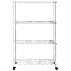 Lagerregal mit Rollen, 4 Böden, 90x35x142 cm