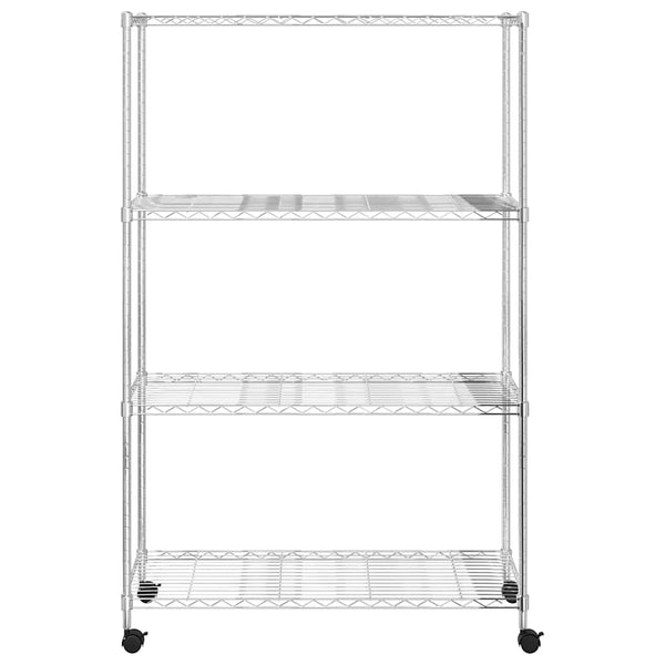 Lagerregal mit Rollen, 4 Böden, 90x35x142 cm