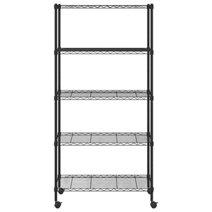 Lagerregal mit Rollen, 5 Böden, 75x35x155 cm, Schwarz