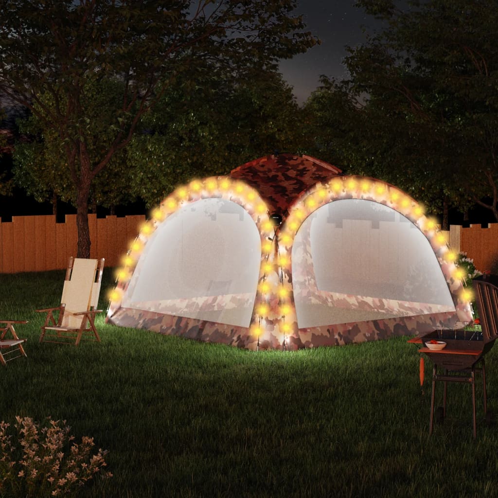 LED Partyzelt 3.6x3.6m Tarnung mit Seitenwänden