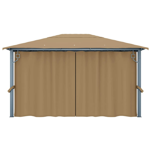Pavillon mit Vorhang 400x300 cm Taupe Aluminium