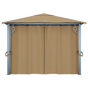 Pavillon mit Vorhang 400x300 cm Taupe Aluminium