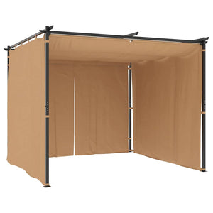 Pavillon mit Vorhängen 3x3 m Taupe Stahl