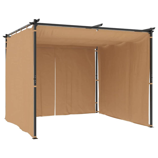 Pavillon mit Vorhängen 3x3 m Taupe Stahl