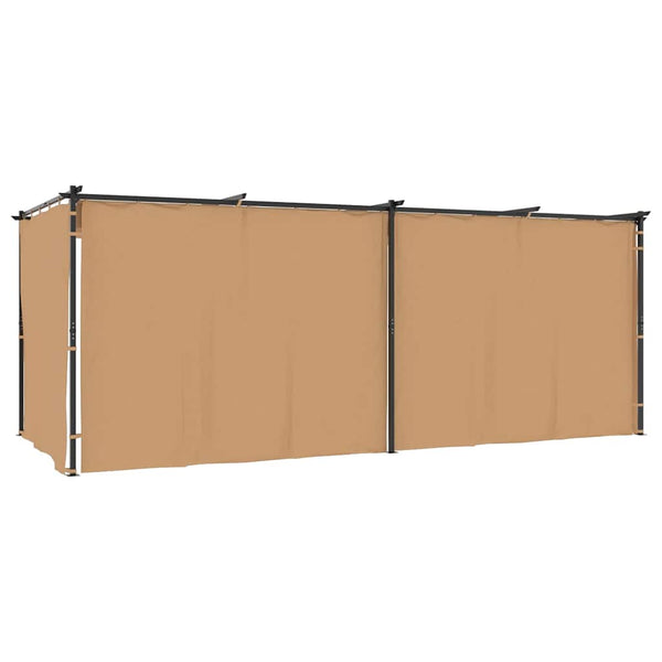 Pavillon mit Vorhängen 6x3 m Taupe Stahl