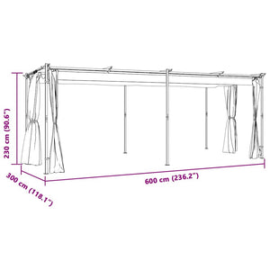 Pavillon mit Vorhängen 6x3 m Taupe Stahl