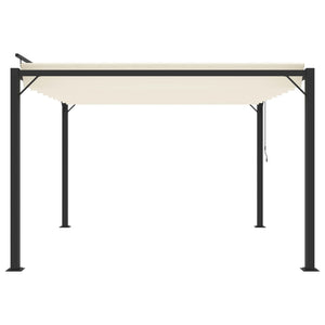 Pergola mit Lamellendach 3x3 m Creme Stoff und Aluminium
