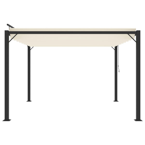 Pergola mit Lamellendach 3x3 m Creme Stoff und Aluminium