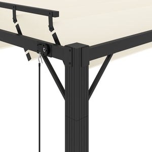 Pergola mit Lamellendach 3x3 m Creme Stoff und Aluminium