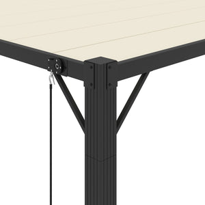 Pergola mit Lamellendach 3x3 m Creme Stoff und Aluminium