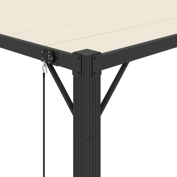 Pergola mit Lamellendach 3x3 m Creme Stoff und Aluminium