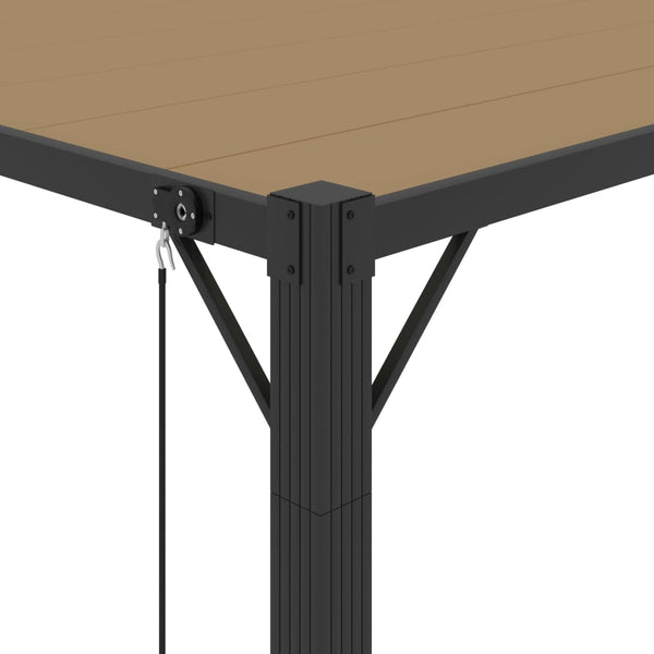 Pergola mit Lamellendach 3x3 m Taupe Stoff und Aluminium