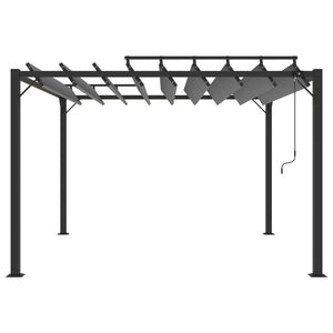 Pergola mit Lamellendach 3x3 m Anthrazit Stoff und Aluminium