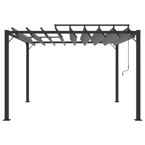 Pergola mit Lamellendach 3x3 m Anthrazit Stoff und Aluminium