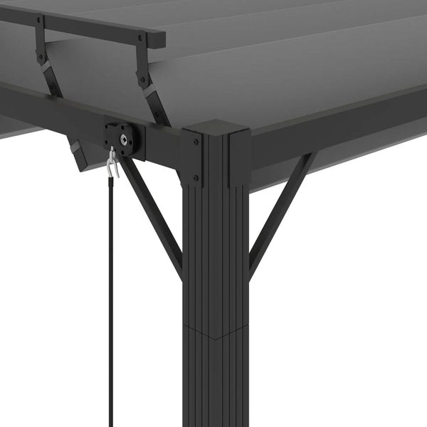 Pergola mit Lamellendach 3x3 m Anthrazit Stoff und Aluminium