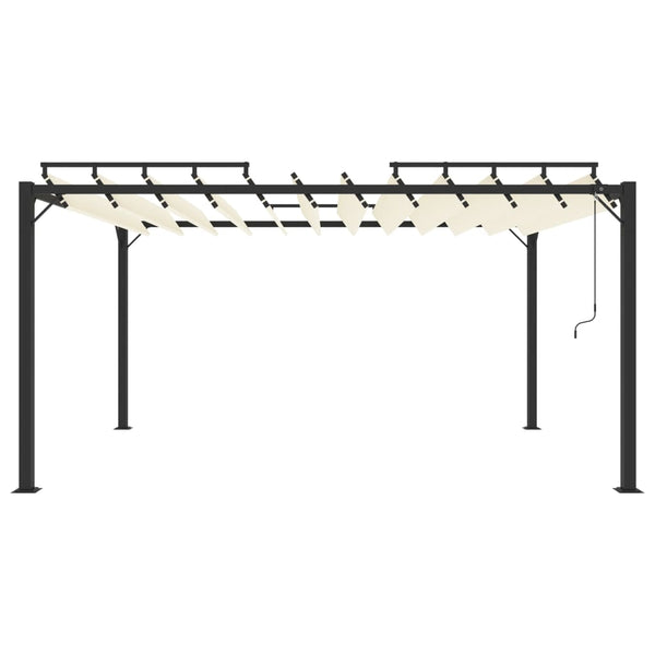 Pergola mit Lamellendach 3x4 m Creme Stoff und Aluminium