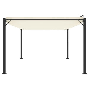 Pergola mit Lamellendach 3x4 m Creme Stoff und Aluminium