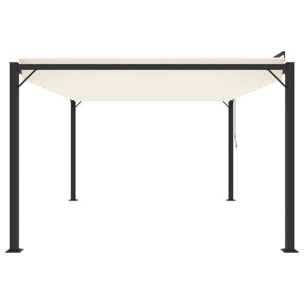 Pergola mit Lamellendach 3x4 m Creme Stoff und Aluminium