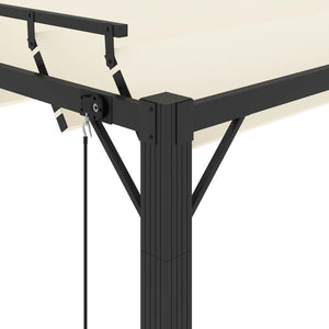 Pergola mit Lamellendach 3x4 m Creme Stoff und Aluminium