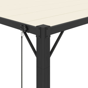 Pergola mit Lamellendach 3x4 m Creme Stoff und Aluminium
